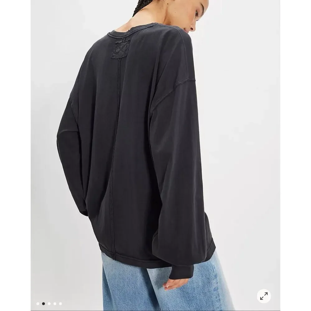 Free people We The Free Perfect Oversized long sleeve Tee black S NEW